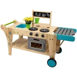 PLAYTIVE Outdoor Matschküche auf Rädern, aus Echtholz