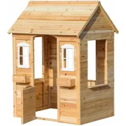 DOBAR Spielhaus mit Blumenkästen, natur, aus Holz