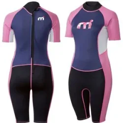 MISTRAL Damen Neoprenanzug, kurz, mit Reißverschluss am Rücken, schwarz/lila/pink