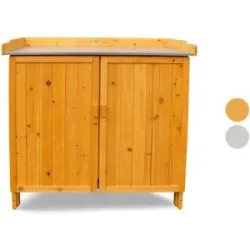 HABAU Gartentisch mit Unterschrank und Arbeitsfläche, 98 x 48 x 95 cm, Holz