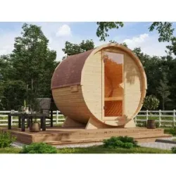 KARIBU Outdoor Fasssauna »Molly«, 9 kW Ofen, L 225 x B 175 x H 229 cm