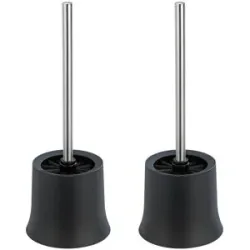 WENKO WC-Garnitur Basic Schwarz 2er Set, inklusive WC-Bürste