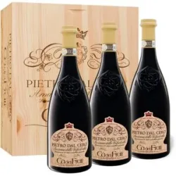 3 x 0,75-l-Flasche Cà dei Frati Pietro Dal Cero Amarone Della Valpolicella DOCG trocken, Rotwein 2018 - mit Holzkiste