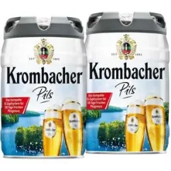 2 x 5-l-Bierfass Doppelpack Krombacher Pils, Bierfass mit Zapfhahn, Pfandfrei