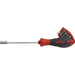 WIHA Schraubendreher mit Bit Magazin magnetisch gemischt mit 8 Bits, 1/4