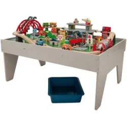 LUPILU® Holzeisenbahn Spieltisch, 100-teilig