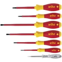 WIHA Schraubendreher Set »SoftFinish® electric Schlitz«, 7-teilig