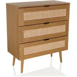 HJH LIVING Kommode BOHEO Rattangeflecht Eiche