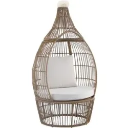 BETTER GARDEN Ei-Sessel mit Rattan, inkl. Kissen, braun/weiß