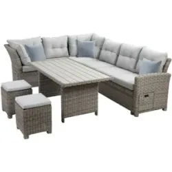GREEMOTION Loungeset »Malia«, 5-teilig, halbrund, grau