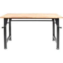 RIKTA Höhenverstellbare Werkbank, B 135 X T 60 X H 85 - 105cm, 200kg Belastung, FSC 100%, Fichte