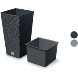 PROSPERPLAST Blumentopf »FURU SQUARE«, mit gerippter Struktur, quadratisch