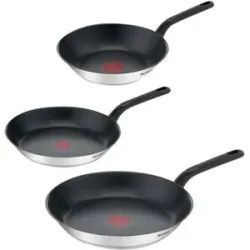 Tefal Edelstahl-Pfannenset Duetto Bakelite, 3-teilig