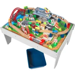 LUPILU® Holzeisenbahn-Spieltisch, 100-teilig