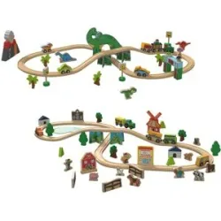 PLAYTIVE Eisenbahn-Set »Dinosaurier / Farm«, aus Echtholz