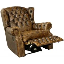 LAKSHMI-indisches-moebelhaus.de Elektrischer Relaxsessel Chesterfield Stunning aus echtem Rindsleder Whisky