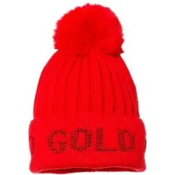 Goldbergh Wollmütze mit Bommel Hodd Flame für Damen aus Wolle Rot