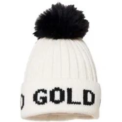 Goldbergh Wollmütze mit Bommel Hodd White/Black für Damen aus Wolle Weiß