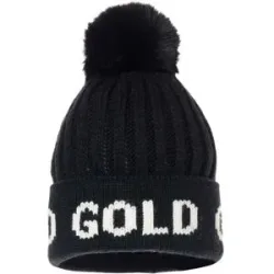 Goldbergh Wollmütze mit Bommel Hodd Black/White für Damen aus Wolle schwarz