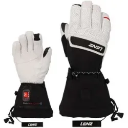 Lenz Beheizbare Handschuhe Heat Glove 9.0 Finger Cap Women Blanche / Noir für Damen aus Wolle Größe L Weiß