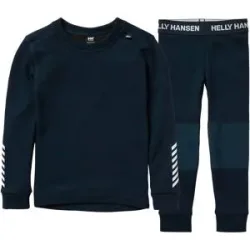 Helly Hansen Ensemble de sous-vêtement haut et bas en laine de mérinos K Lifa Merino Set Navy  aus Wolle Kindergröße 3 Jahre Navy