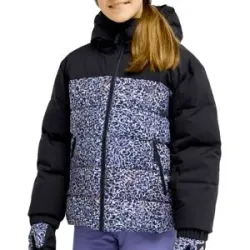 Roxy Doudoune de ski Snowyhill Printed Puffy Girl Jacket True Black Wildin Out Rg  Kindergröße 10 Jahre schwarz