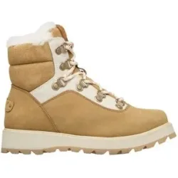 Roxy Gefütterte Apres Ski Stiefel Bradie White Tan für Damen aus Leder Größe 6 US Braun