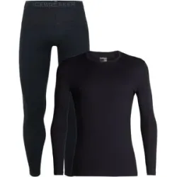 Icebreaker Sous-vêtement en laine de mérinos Pack M Merino 200 Oasis LS Crewe Black für Herren aus Wolle
