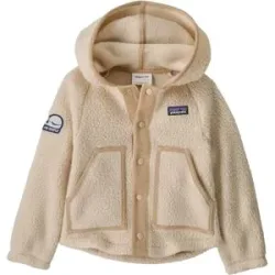 Patagonia Fleece mit Stehkragen Baby Retro Pile Jkt Live Simply Whale Patch: Dark Natural  Kindergröße 4 Jahre Beige