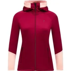 Peak Performance Schnell trocknendes Fleece W Rider Essentials Zip Hood Vertical Zenit für Damen Größe S Bordeaux