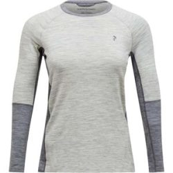 Peak Performance Oberteil aus Merinowolle &ndash; Damen / Frau &ndash; Magic Crew Baselayer W Magic Crew Baselayer Med Grey Melange für Damen aus