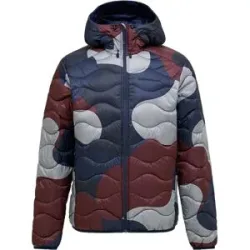 Peak Performance Veste à capuche ultralégère et compressible M Aop Helium Down Hood 333 Snowbank für Herren Größe M Navy blau