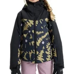 Roxy Skijacke Free Jet Block Girl Jacket Fennel Seed Big Flower Rg  Kindergröße 12 Jahre schwarz