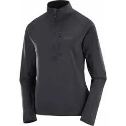 Salomon Leichte Stretch-Fleecejacke mit halbem Reißverschluss &ndash; Damen / Frau &ndash; Sntial Lightwarm HZ W Sntial Lightwarm HZ W Deep Black