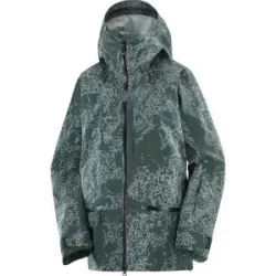 Salomon Wasserdichte Skijacke Absolute 3L Print Jkt W Ao/Green Gables für Damen Größe L Grün