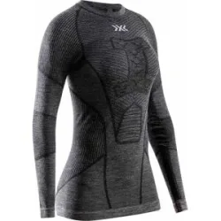 X-Bionic Technisches T-Shirt aus Merinowolle Symbio Merino Shirt LS W Rhino Grey für Damen aus Wolle Größe M Grau