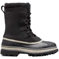 Sorel Après-skis chauds et imperméables Caribou WP Black Dark Stone für Herren aus Leder Größe 42,5 schwarz