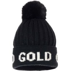 Goldbergh Wollmütze mit Bommel Hodd Black/White für Damen aus Wolle schwarz