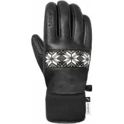 Reusch Wasserfeste und warme Skihandschuhe aus Primaloft®  Charlize R-TEX® XT Black/White/Gold für Damen aus Leder Größe 7.5 Weiß