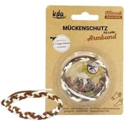 Mückenschutz Armband Pu Leder braun/weiss Kda