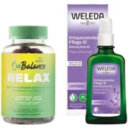 Aquilea Onbalance Relax Gummies + Weleda Lavendel Pflege-Öl