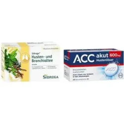 Sidroga Husten- und Bronchialtee + Acc Akut 600 Brausetabletten