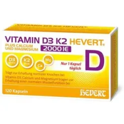 VITAMIN D3 HEVERT Vitamin D3 K2 Hevert + Calcium und Magnesium 2000 IE Kapseln