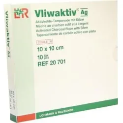 Vliwaktiv Ag Aktivkohle Tampon.m.silber 10x10 cm