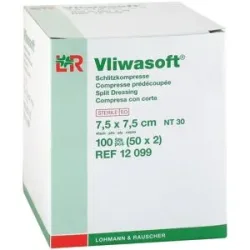 Vliwasoft Schlitzkompressen 7,5x7,5 cm steril 4l.