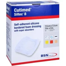 Cutimed Siltec B Schaumverb.7,5x7,5 Cm M.haftr.
