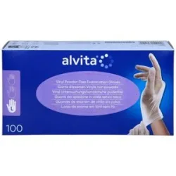 Alvita Vinyl Unt.handschuhe unsteril puderfrei L