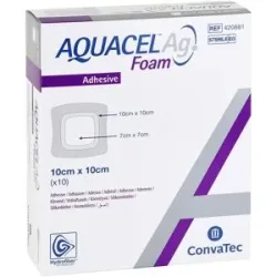 Aquacel Ag Foam adhäsiv 10x10 cm Verband