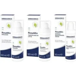 Dermasence RosaMin Emulsion + Tagespflege mit LSF 50 + Serum