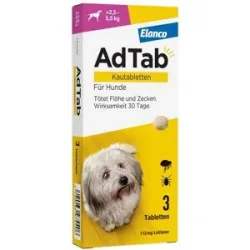 AdTab Hund 2,5 - 5,5 kg Kautablette gegen Zecken und Flöhe